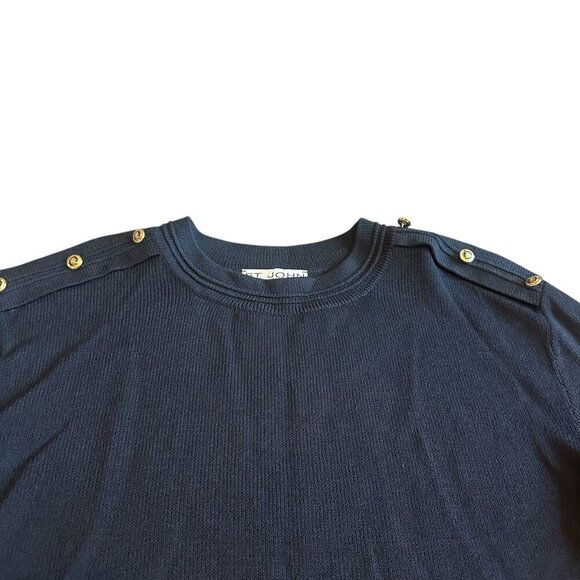 St. John Collection x Marie Gray Black Pullover Sweater Oversized Gold Buttons - Picture 2 of 11